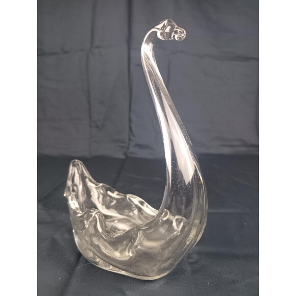 Vintage Glass Swan Dish Candy Nut Peanut Dish Coin Change Holder Desk Shelf Deco - Picture 9 of 10